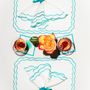 Decorative objects - Marigold Placemat | White Linen with Turquoise - BLANK SPACE AMSTERDAM