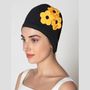 Hair accessories - Black Vintage 3 Flowers Swim Cap - KORES ACCESSORIES