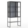 Walk-in closets - Laurance Display Cabinet - Black Metal Elegance with Dual Doors - FLAMANT