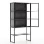 Walk-in closets - Laurance Display Cabinet - Black Metal Elegance with Dual Doors - FLAMANT