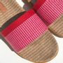 Homewear bien-être - Les Mauricettes de Solange, claquettes en toile rouge ultra légères - LES MAURICETTES