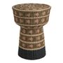 Benches - End table JAYA khaki yellow and black paper rope dia 42x51 - BLANC D'IVOIRE