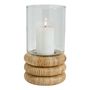 Candlesticks and candle holders - BOLINE glass and natural rattan tealight holder dia 16x28.5 - BLANC D'IVOIRE