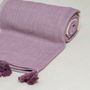 Throw blankets - Waist Loom Blanket with Purple and Natural Stripes - HUAKAL