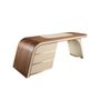 Desks - Writing desk in walnut and wood upholstered in cream leatherette - ANGEL CERDÁ