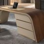 Desks - Writing desk in walnut and wood upholstered in cream leatherette - ANGEL CERDÁ