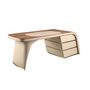 Desks - Writing desk in walnut and wood upholstered in cream leatherette - ANGEL CERDÁ