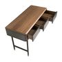 Buffets - Console rectangulaire en noyer, bois gris foncé mat et acier noir - ANGEL CERDÁ