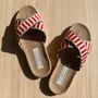 Chaussures - LES MAURICETTES de Faustine, claquettes rayées rouge - LES MAURICETTES