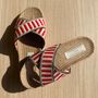 Chaussures - LES MAURICETTES de Faustine, claquettes rayées rouge - LES MAURICETTES