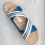 Chaussures - LES MAURICETTES de Marion, claquettes croisées bleu canard - LES MAURICETTES