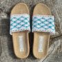 Chaussures - LES MAURICETTES de Candice, claquettes crochet turquoise légères - LES MAURICETTES