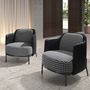 Armchairs - Black and white fabric and black leatherette  armchair - ANGEL CERDÁ