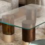 Ceramic - SCULPTURAL STONEWARE COFFEE TABLE WITH TEMPERED GLASS - BRONZE - DI VINCENZO POUJOULA