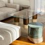 Ceramic - SCULPTURAL STONEWARE COFFEE TABLE WITH TEMPERED GLASS - BRONZE - DI VINCENZO POUJOULA