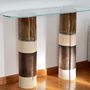 Console table - STONEWARE CONSOLE TABLE WITH TEMPERED GLASS - BRONZE - DI VINCENZO POUJOULA