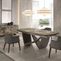 Dining Tables - Oval extending dining table oval barrel porcelain marble and taupe met - ANGEL CERDÁ