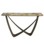 Console table - Rectangular console table in porcelain marble and taupe metallic steel - ANGEL CERDÁ