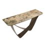 Console table - Rectangular console table in porcelain marble and taupe metallic steel - ANGEL CERDÁ