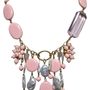 Bijoux - Collier plaqué or avec perles et éléments roses - L'OFFICIEL SRL