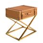 Other tables - Rectangular leather and golden steel corner table - ANGEL CERDÁ