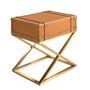 Other tables - Rectangular leather and golden steel corner table - ANGEL CERDÁ