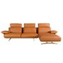 Canapés - Chaise longue droite en cuir terracotta marron - ANGEL CERDÁ