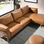 Sofas - Right chaise longue sofa in camel leather - ANGEL CERDÁ