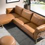 Sofas - Left chaise longue sofa in camel leather - ANGEL CERDÁ