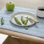 Linge de table textile - Set de table en lin bleu et beige - OURY HOME