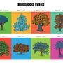 Poster - Poster: botanical plate of 8 trees from Morocco, POP version - THE VINTAGE FACTORY - AFFICHES EXCLUSIVES MADE IN MOROCCO