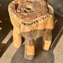 Stools - Brutalist stool in upcycled solid blond teak H:40 D:32 - OFFICE OBJETS