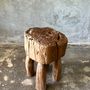 Stools - Brutalist stool in upcycled solid blond teak H:40 D:32 - OFFICE OBJETS