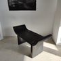 Benches - Designer bench with curved seat in black solid wood - OFFICE OBJETS