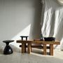 Bancs - Banc en bois massif piètement ajouré traversé par un cylindre - Manguier - OFFICE OBJETS