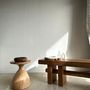 Bancs - Banc en bois massif piètement ajouré traversé par un cylindre - Teck - OFFICE OBJETS