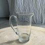 Carafes - Carafe à anse en verre belle matière pied motifs billes de verre H21 - OFFICE OBJETS