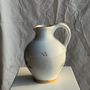 Carafes - White carafe painted blue and yellow bouquet H22 - OFFICE OBJETS
