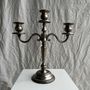 Candlesticks and candle holders - Three-armed candlestick in silver-plated metal - OFFICE OBJETS