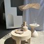 Coffee tables - Coffee table, quadripod coffee table in solid monoxyl wood, white color D: 62.5cm - OFFICE OBJETS