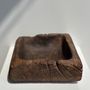 Sculptures, statuettes and miniatures - Square Dark Brown Asian Teak Cup - OFFICE OBJETS