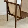 Armchairs - Enveloping cane back armchair with teak slatted seat - OFFICE OBJETS