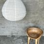 Suspensions - Grande suspension en rotin et lin naturel japonisante en forme de goutte H55 D60 - OFFICE OBJETS