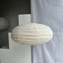 Hanging lights - Large suspension in rattan and natural linen Japanese style flattened oval H35 D60 - OFFICE OBJETS