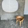 Hanging lights - Large pendant lamp in rattan and natural linen Japanese style flattened round (Labu) H57 D80 - OFFICE OBJETS