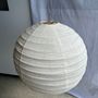 Suspensions - Grande suspension en rotin et lin naturel japonisante ronde D:60 - OFFICE OBJETS