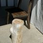 Other tables - Large white petrified wood side table with organic knot H:50 D:22-25 - OFFICE OBJETS