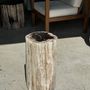 Autres tables - Grande table d'appoint en bois pétrifié écorce blanche cœur noir H:47 D:23-5 - OFFICE OBJETS