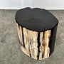 Other tables - Large petrified wood side table, organic shape, predominantly black H:40 D:34-42 - OFFICE OBJETS