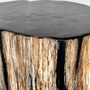 Other tables - Large petrified wood side table, organic shape, predominantly black H:40 D:34-42 - OFFICE OBJETS